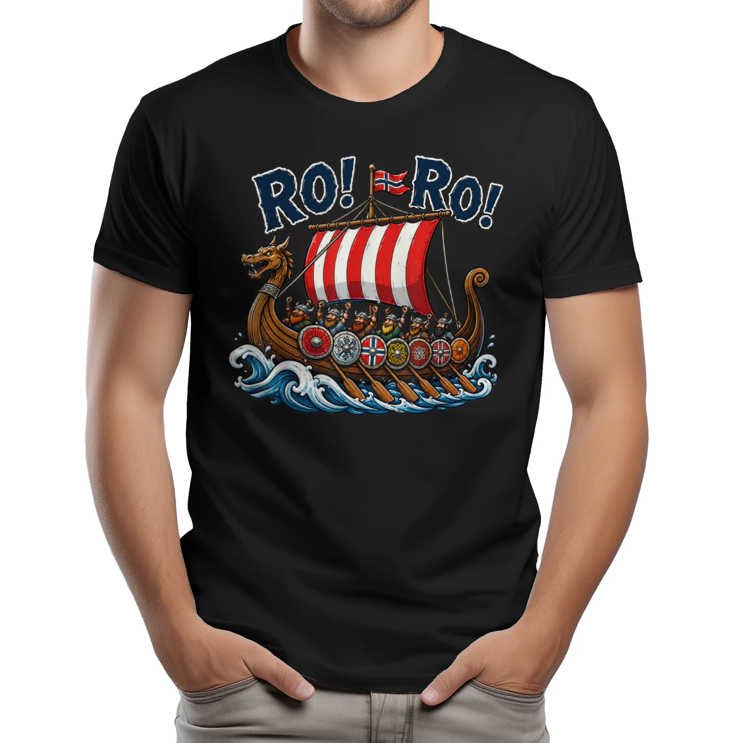 Ro Ro Norway Viking Ship Soccer Norwegian Fan Men Women T-Shirt