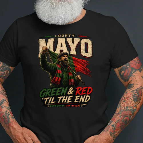 Untitled design - 2026-07-County Mayo Green & Red 'Til The End Shirt | Vintage Irish Fan T-Shirt | Match Day Supporter Tee | Gift for Mayo Fans21T015436.757