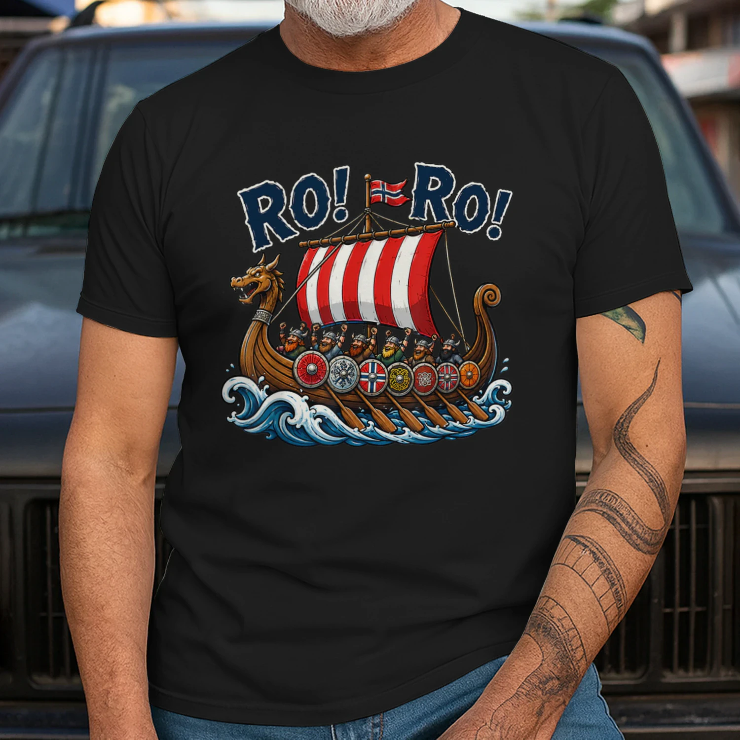 Ro Ro Norway Viking Ship Soccer Norwegian Fan Men Women T-Shirt