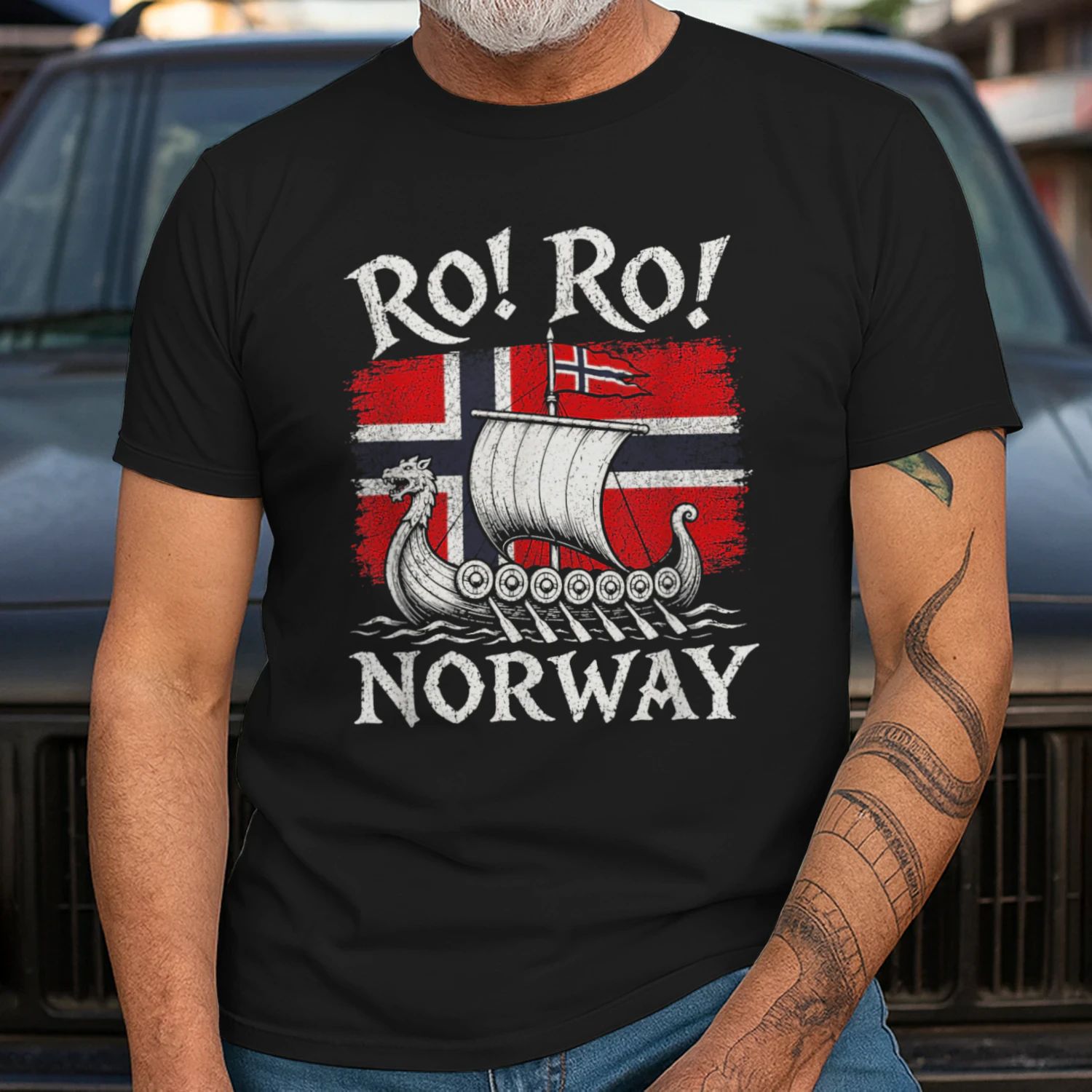 Ro Ro Norway Viking Ship Soccer Norwegian Fan Men Women T-Shirt