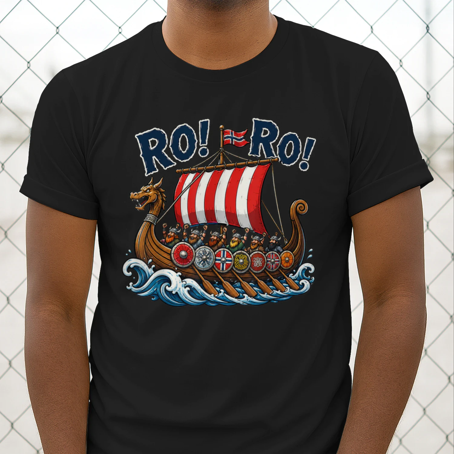 Ro Ro Norway Viking Ship Soccer Norwegian Fan Men Women T-Shirt