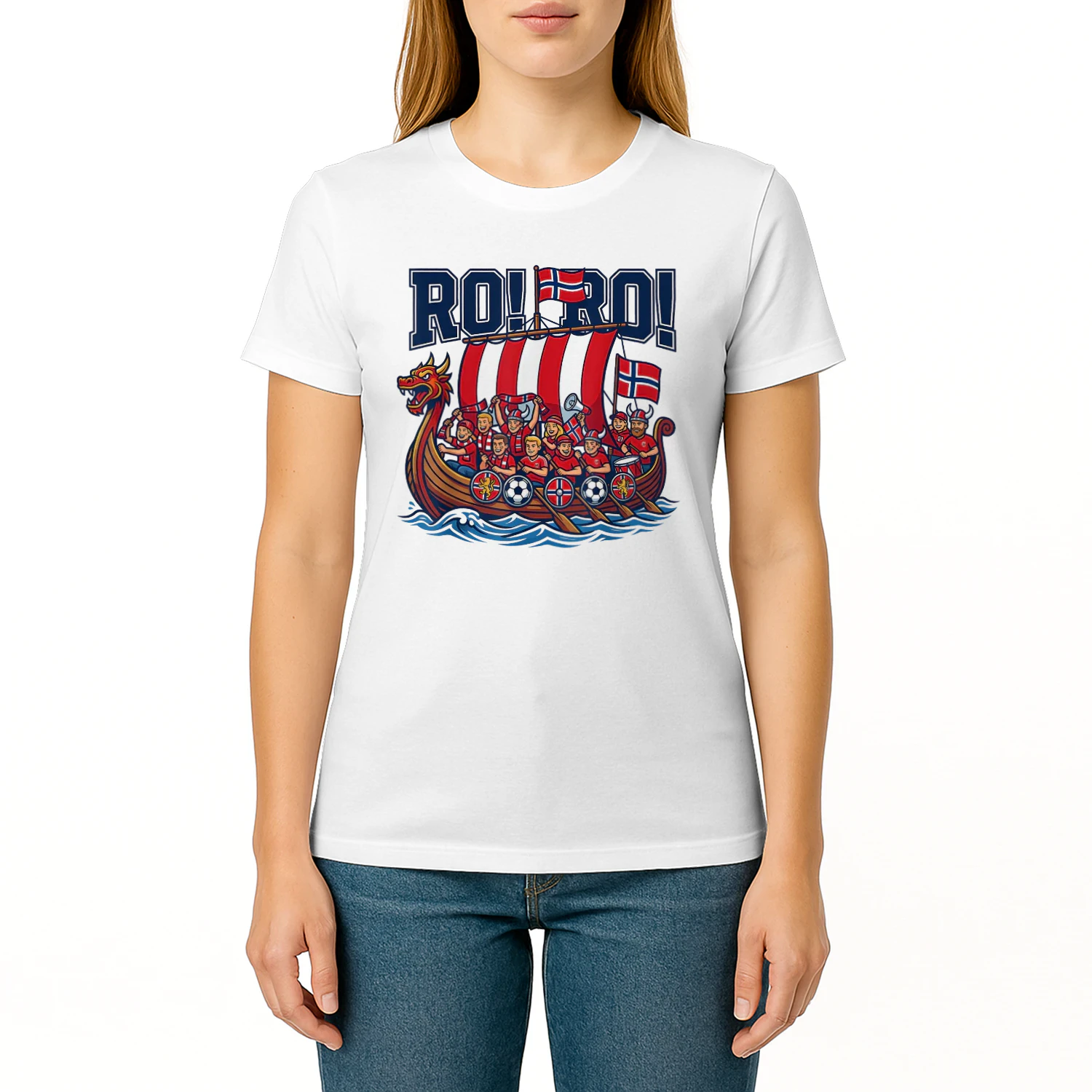Ro Ro Norway Viking Ship Soccer Norwegian Fan Men Women Tee