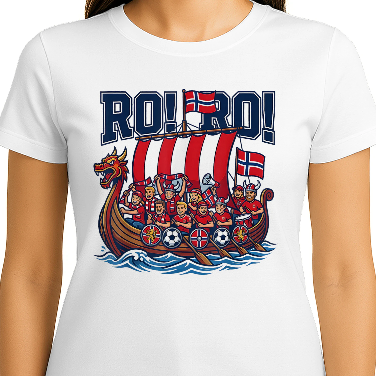 Ro Ro Norway Viking Ship Soccer Norwegian Fan Men Women Tee