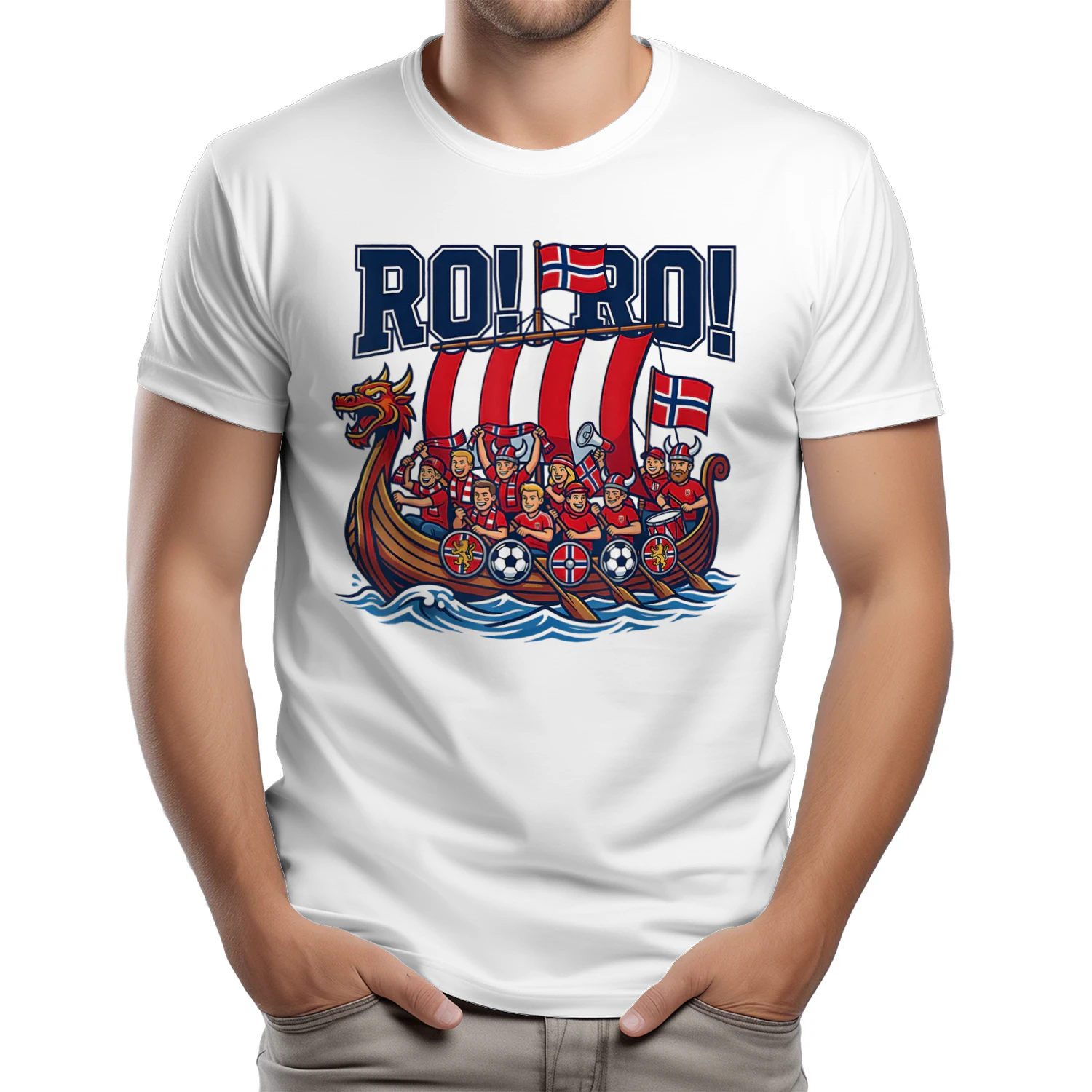 Ro Ro Norway Viking Ship Soccer Norwegian Fan Men Women Tee