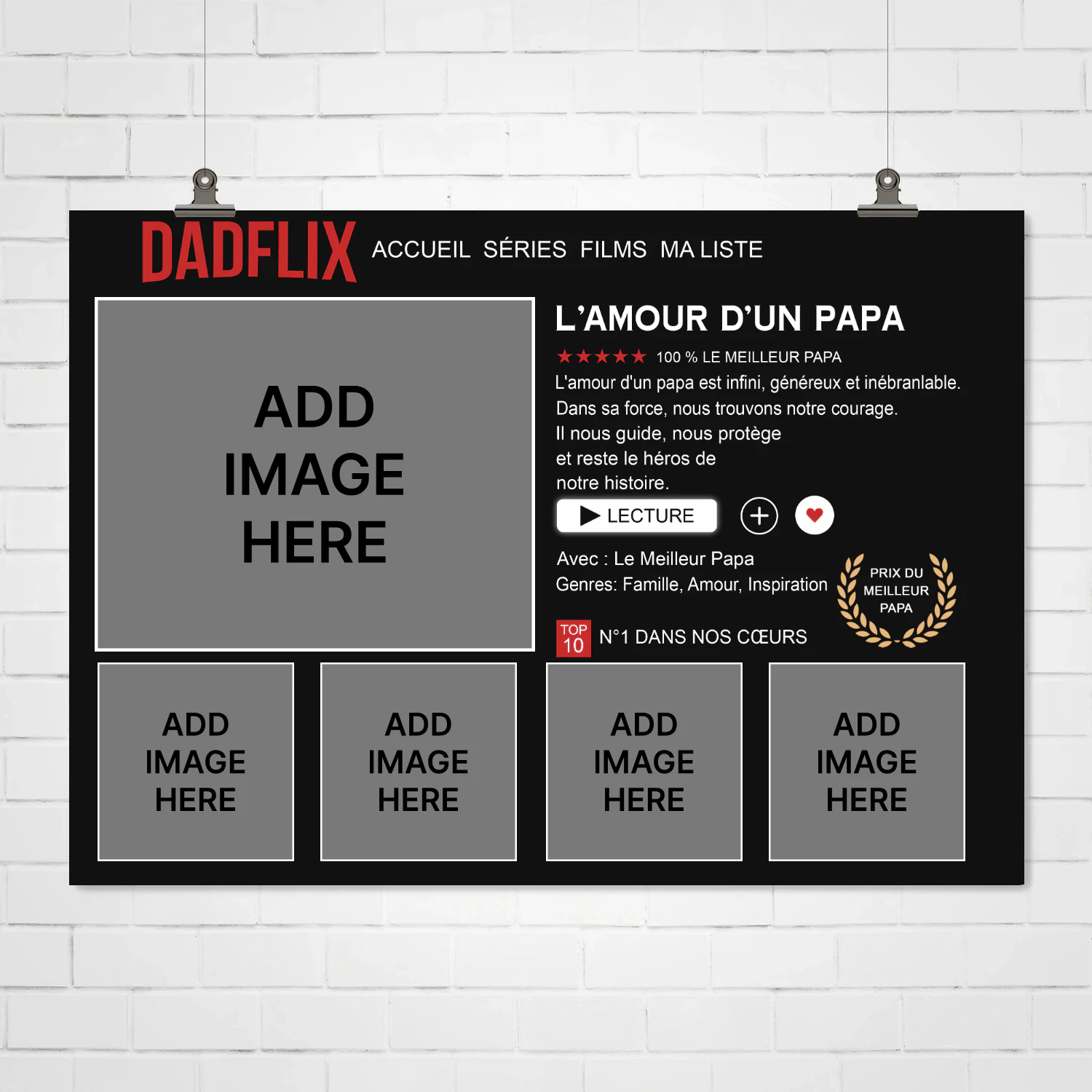 Cadeau personnalisé pour papa avec 5 photos