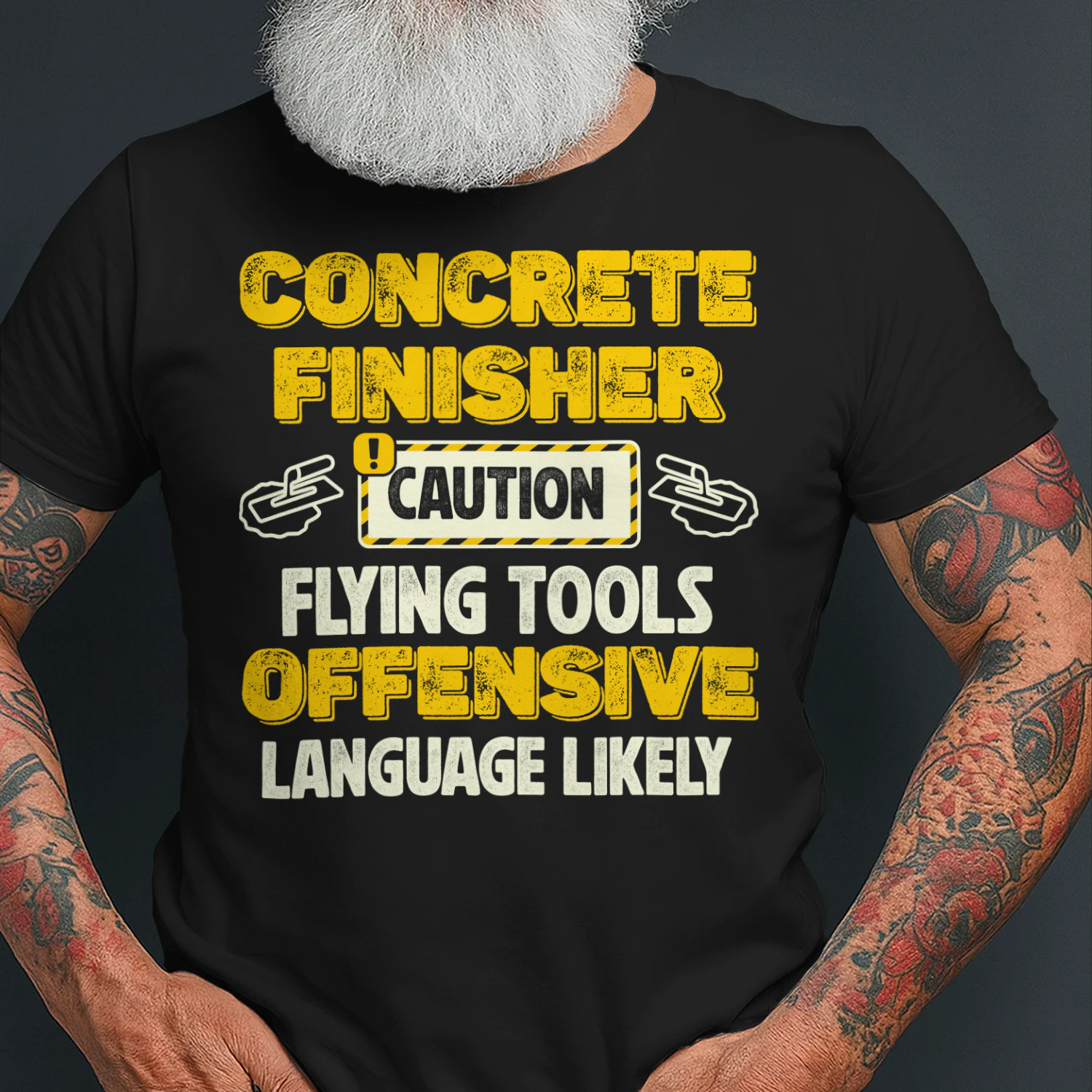 CONCRETE FINISHER - CAUTION FLYING TOOLS