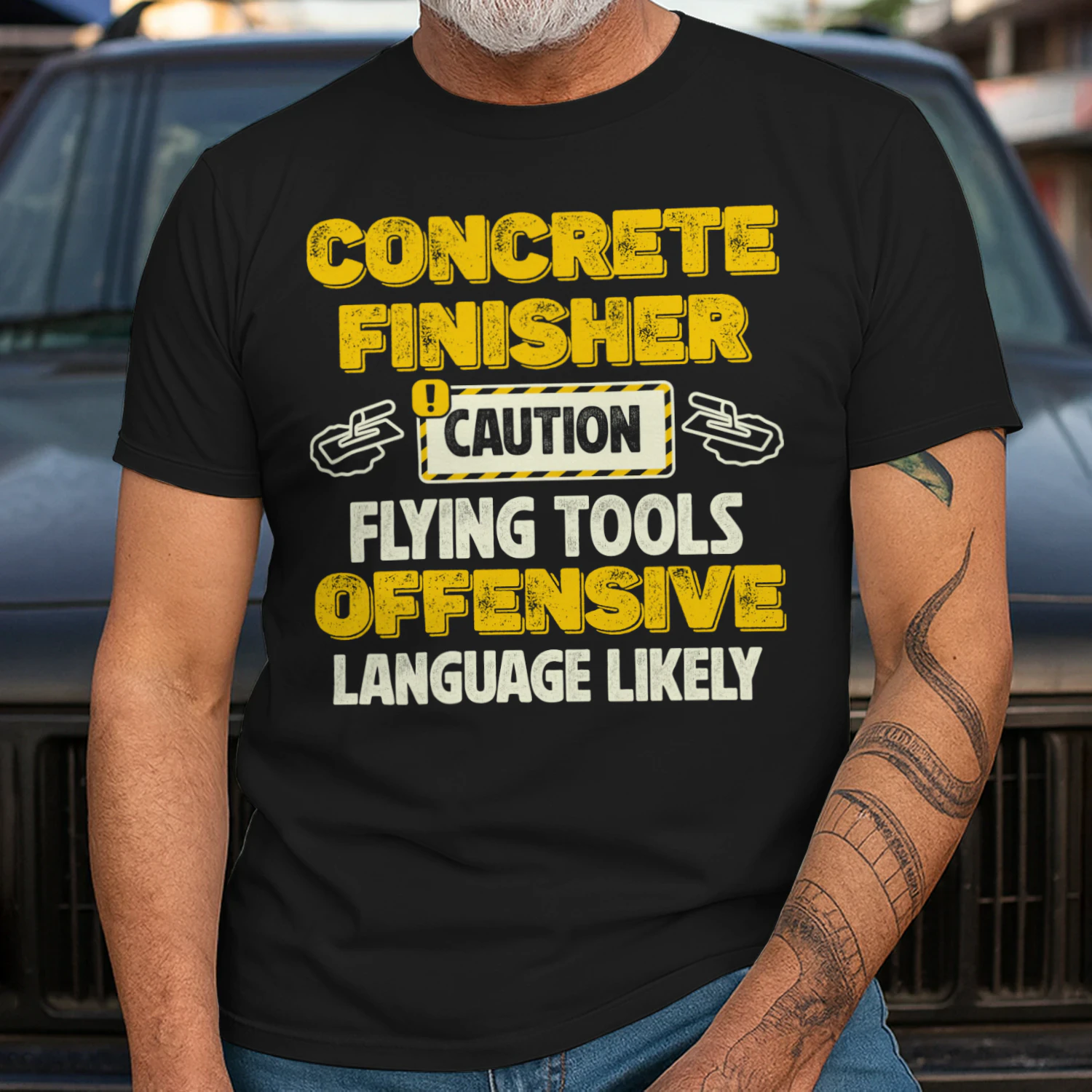 CONCRETE FINISHER - CAUTION FLYING TOOLS