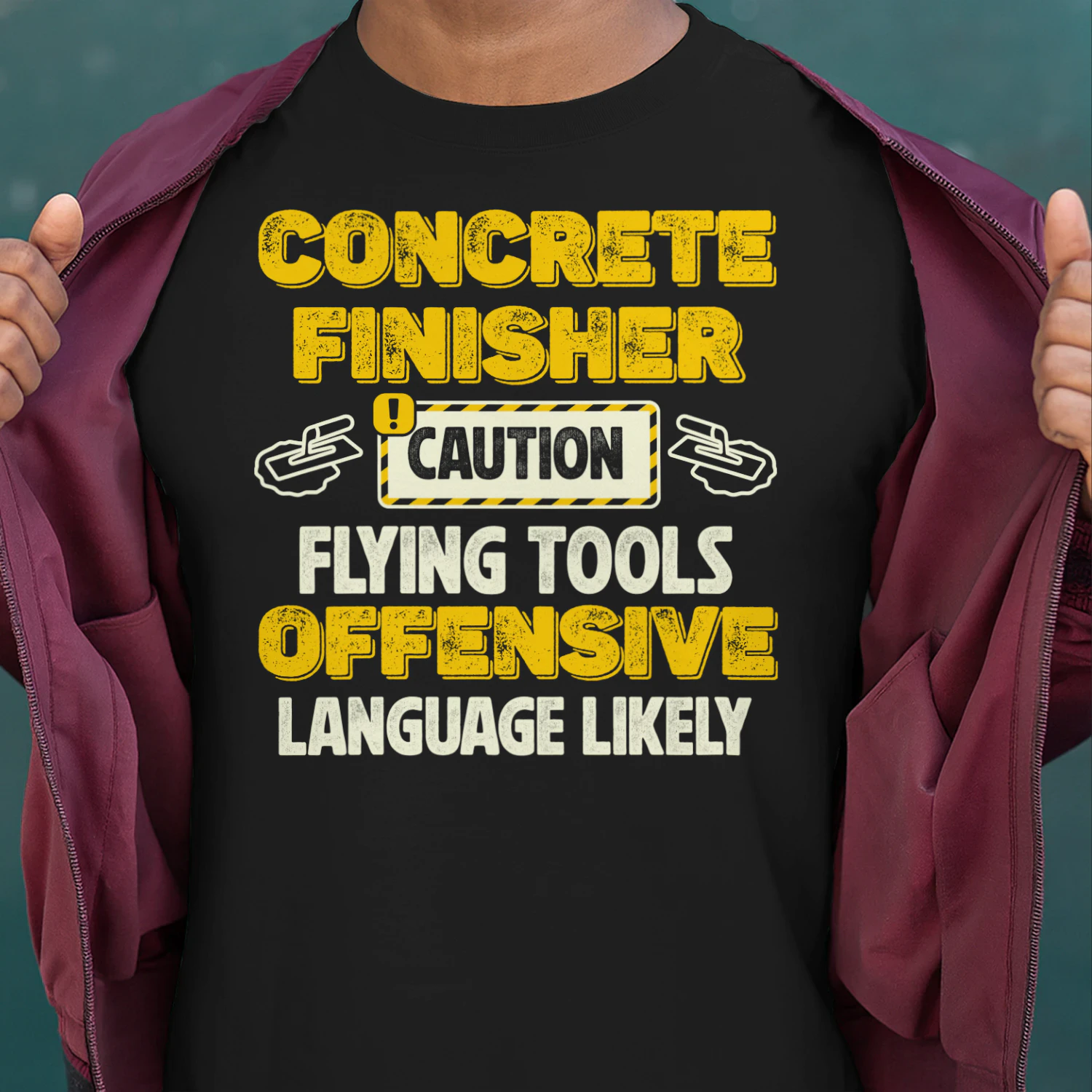 CONCRETE FINISHER - CAUTION FLYING TOOLS