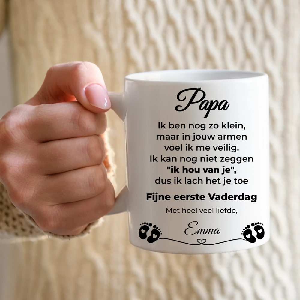 Eerste Vaderdag Mok voor Papa – Gepersonaliseerd met Babynaam