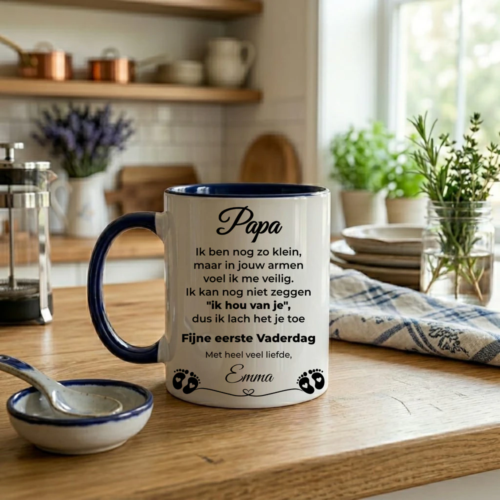 Eerste Vaderdag Mok voor Papa – Gepersonaliseerd met Babynaam