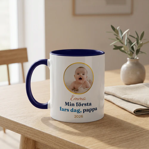 Personlig Mugg – Min Första Fars Dag | Anpassningsbar med Foto & Namn