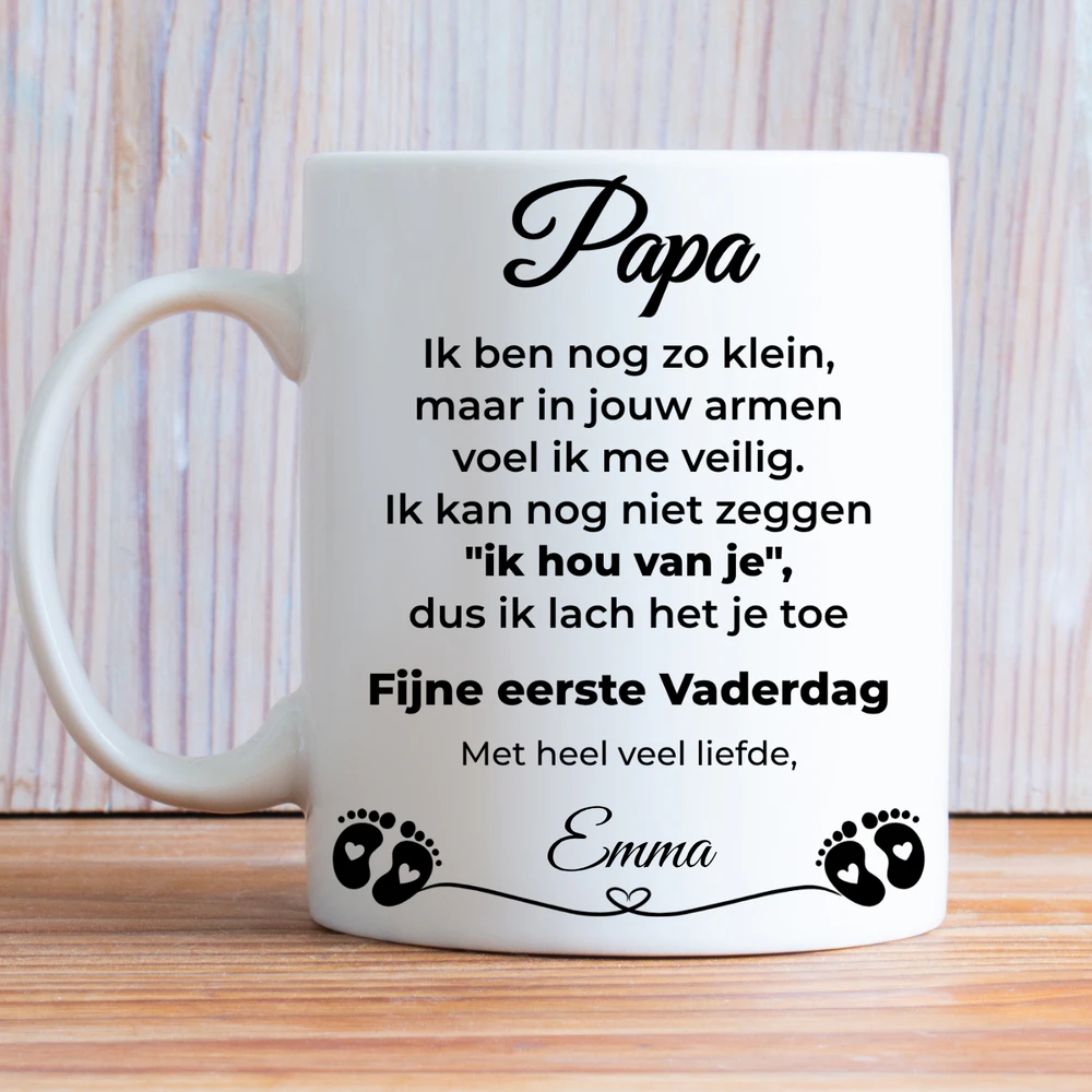 Eerste Vaderdag Mok voor Papa – Gepersonaliseerd met Babynaam