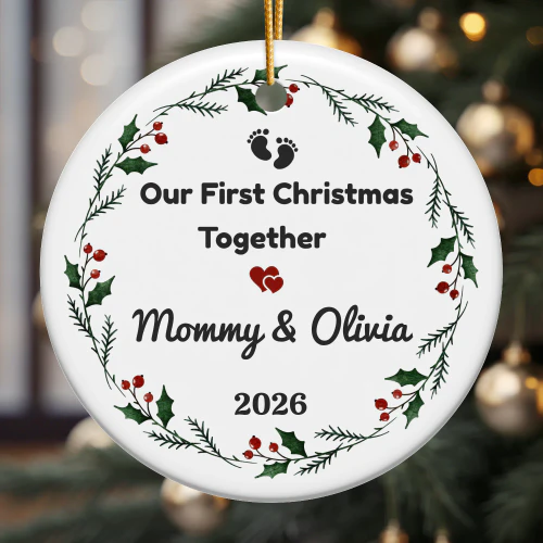 Our First Christmas Mommy Ornament – Personalized Baby Gift for Mom