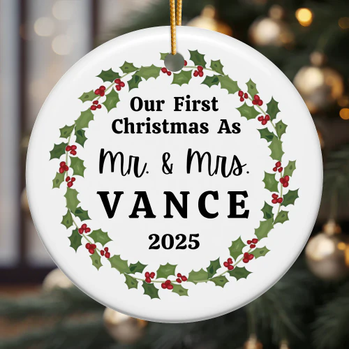 🎄 Our First Christmas As Mr. & Mrs. Personalized Ornament 2025