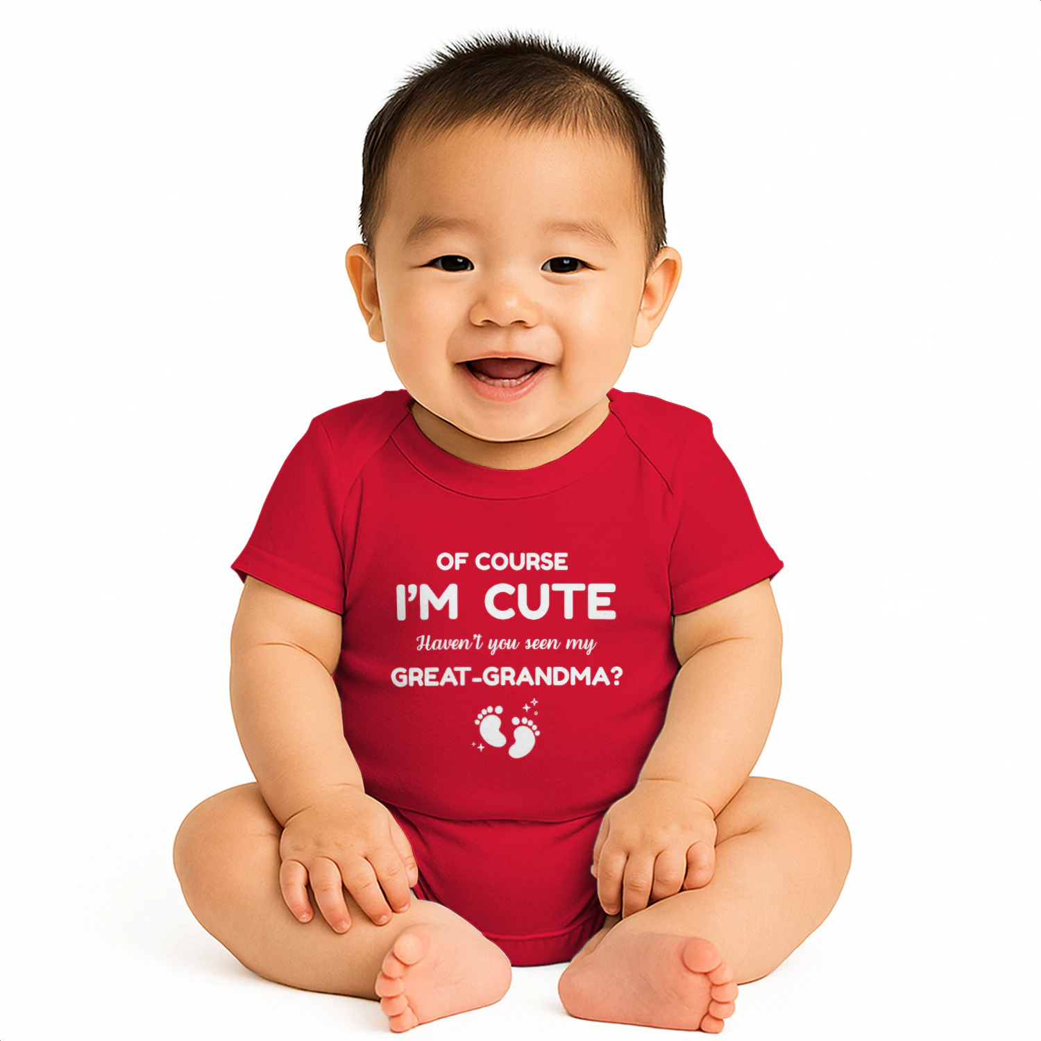 Of Course I'm Cute – Great Grandma Baby Bodysuit | Cute Family Gift for Newborn
