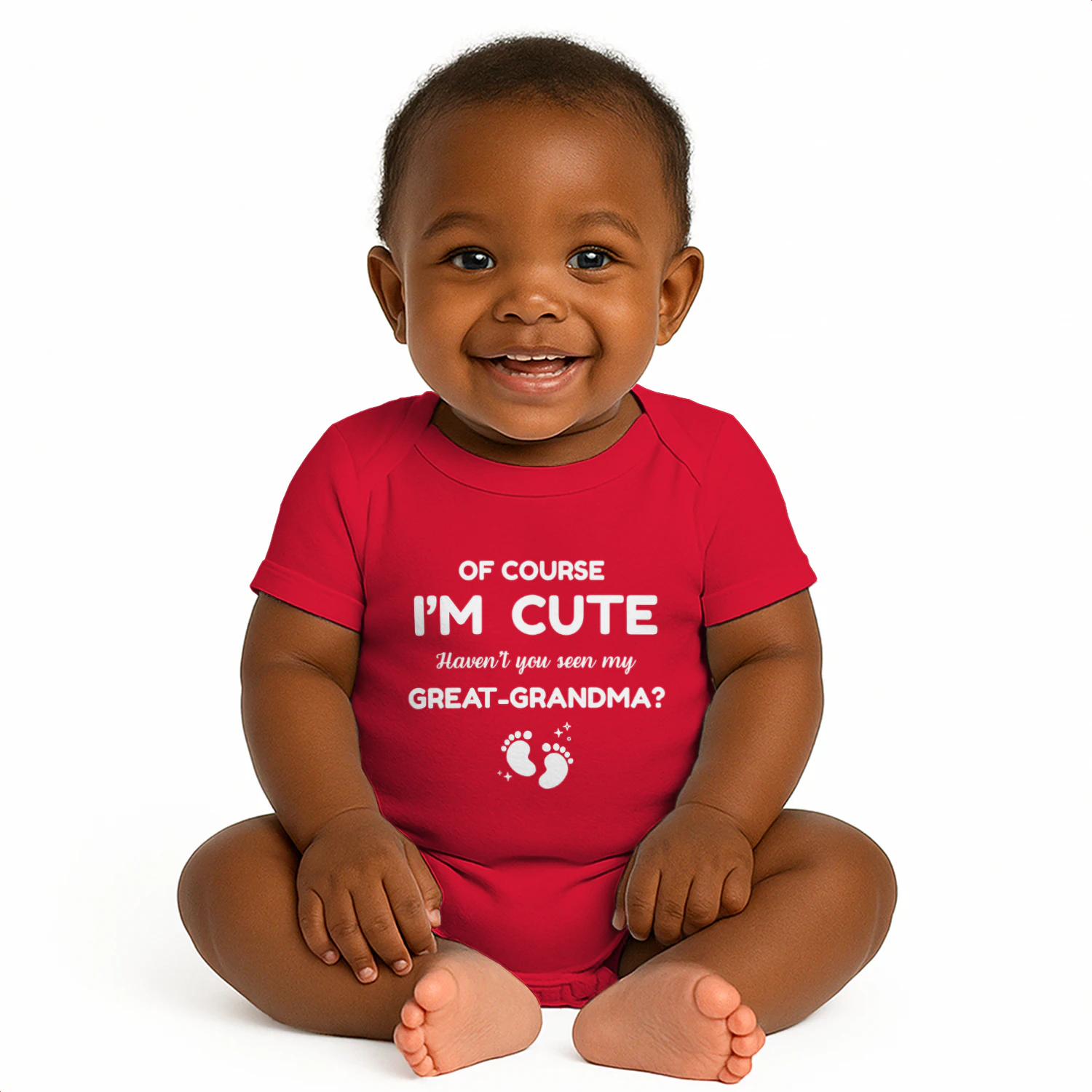 Of Course I'm Cute – Great Grandma Baby Bodysuit | Cute Family Gift for Newborn