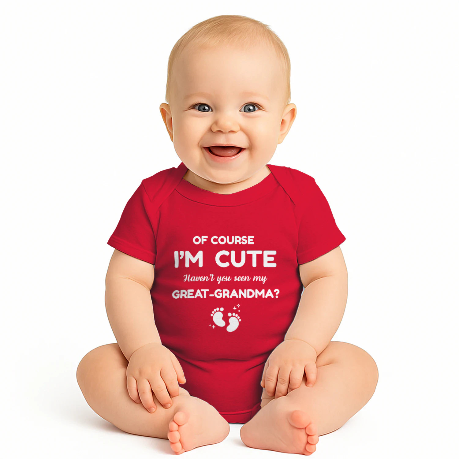 Of Course I'm Cute – Great Grandma Baby Bodysuit | Cute Family Gift for Newborn
