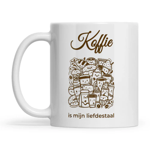  Koffie is Mijn Liefdestaal Mug – Cute Coffee Lover Ceramic Mug – Dutch Coffee Gift – Funny Koffie Mok