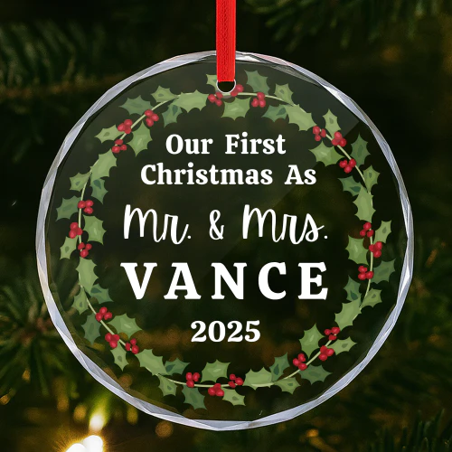 🎄 Our First Christmas As Mr. & Mrs. Personalised Ornament 2025 Copy
