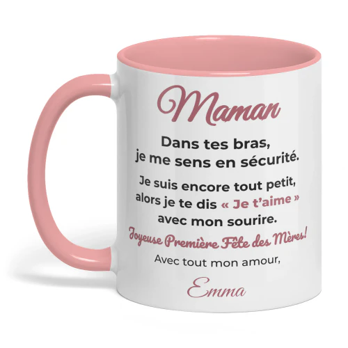Premier Cadeau Fête des Mères – Mug Personnalisé avec Prénom de Bébé