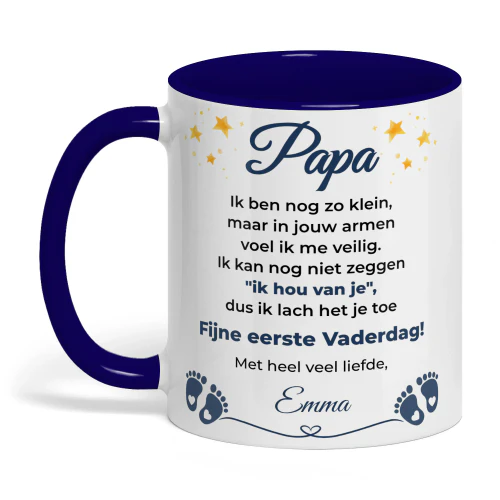 Eerste Vaderdag Mok voor Papa – Gepersonaliseerd met Babynaam