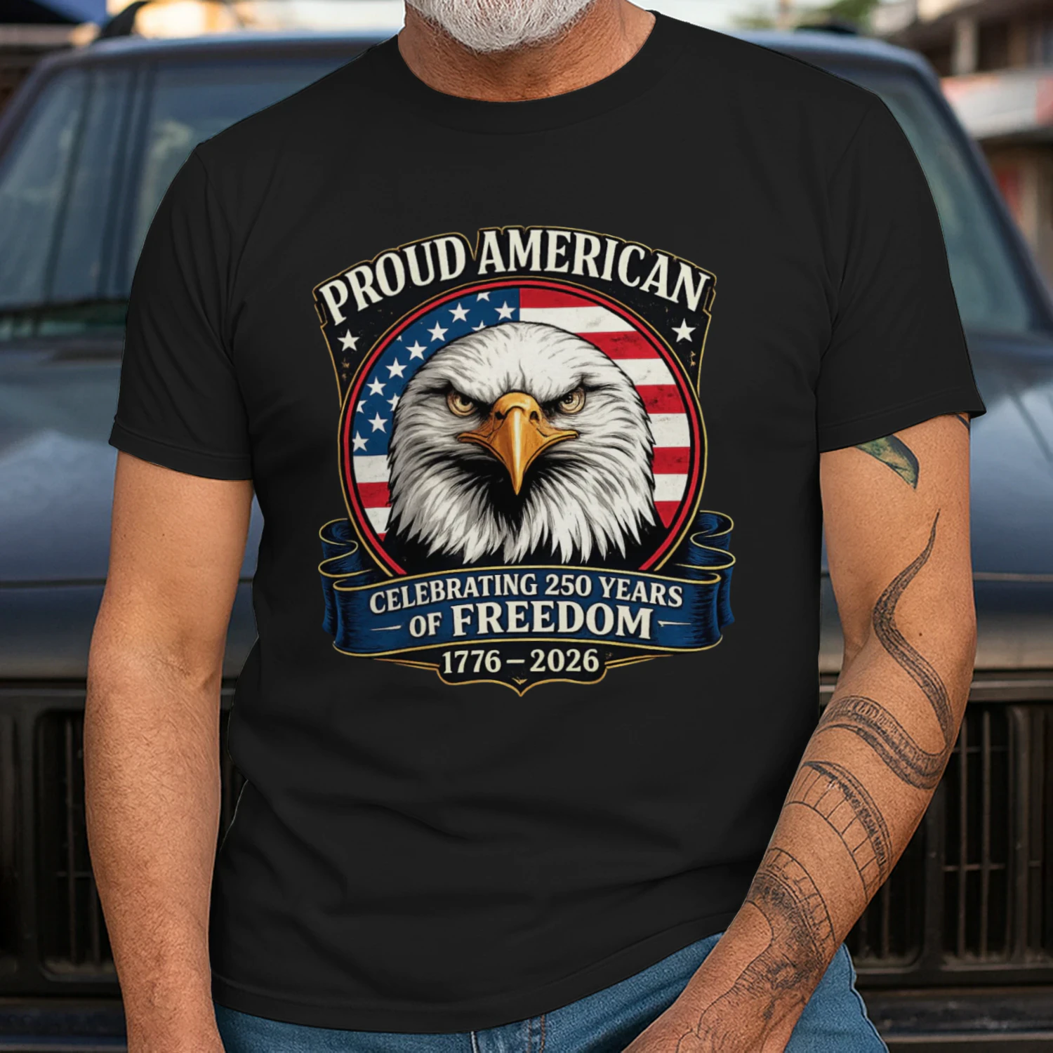 Proud American Eagle T-Shirt | Celebrating 250 Years of Freedom 1776-2026 | Patriotic 4th of July Tee
