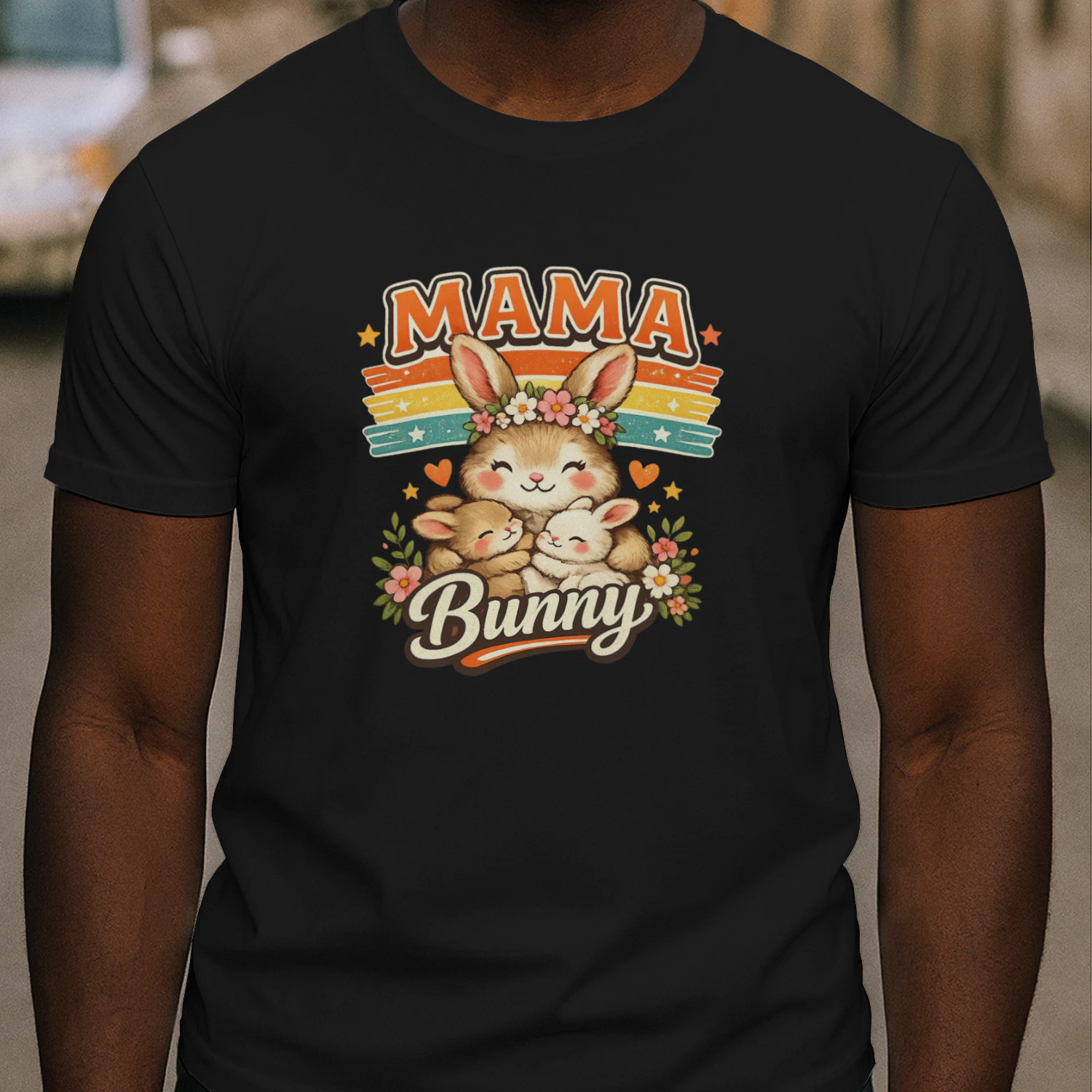 Mama Bunny Retro Cute Mom T-Shirt – Vintage Easter Spring Gift for Moms