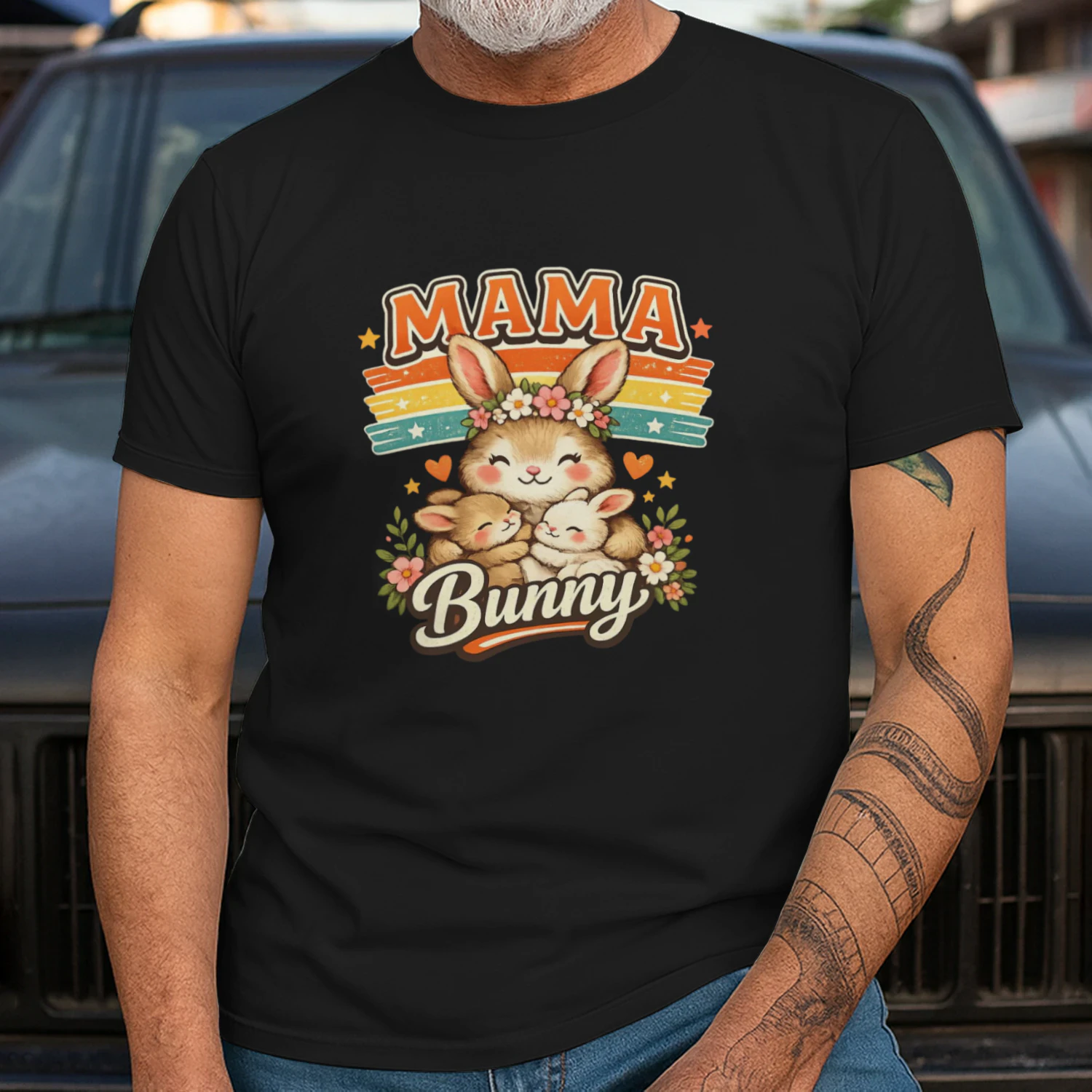 Mama Bunny Retro Cute Mom T-Shirt – Vintage Easter Spring Gift for Moms