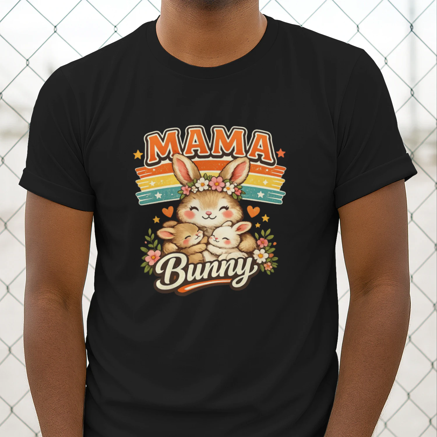 Mama Bunny Retro Cute Mom T-Shirt – Vintage Easter Spring Gift for Moms