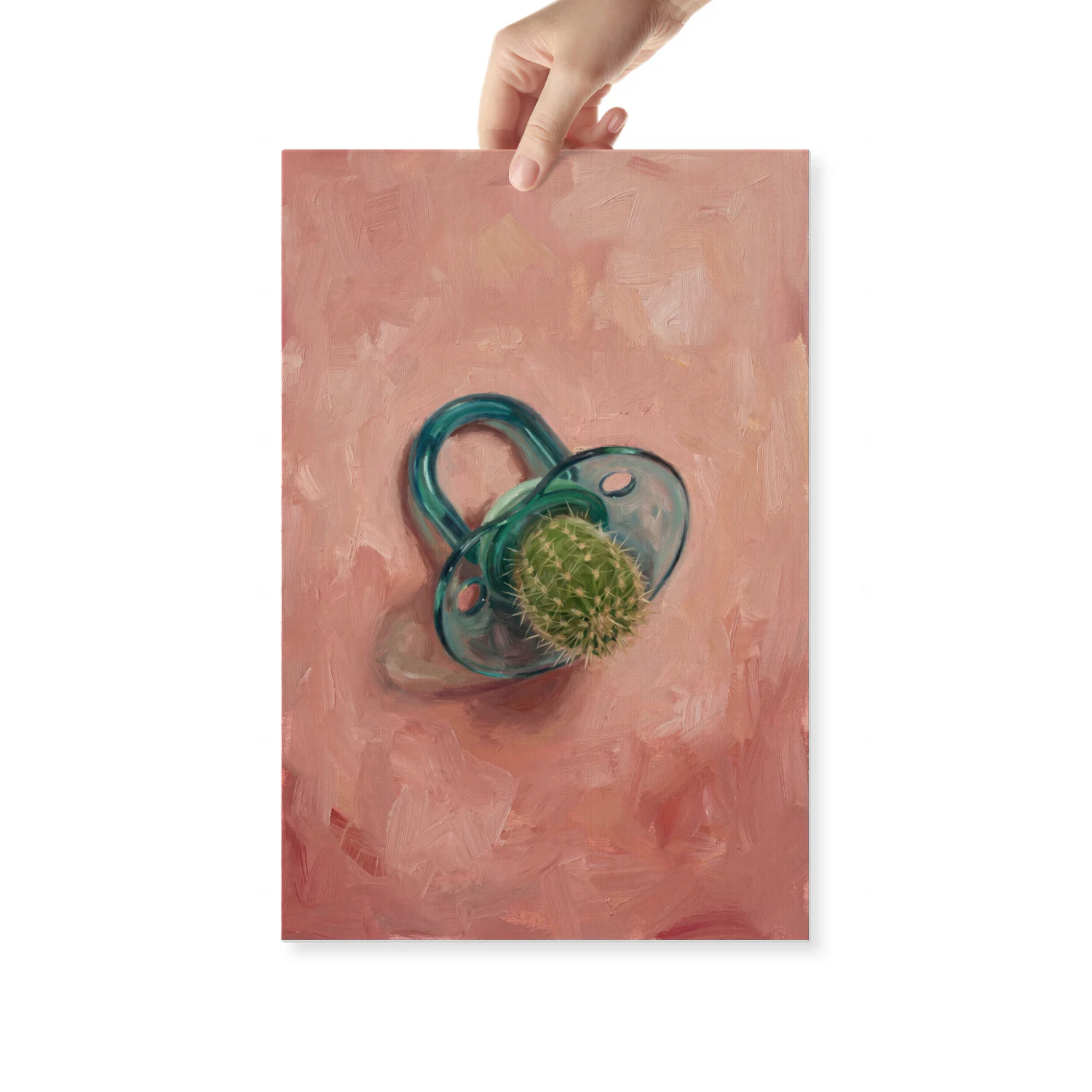 Surreal Cactus Pacifier Canvas Wall Art - Edgy Pop Art