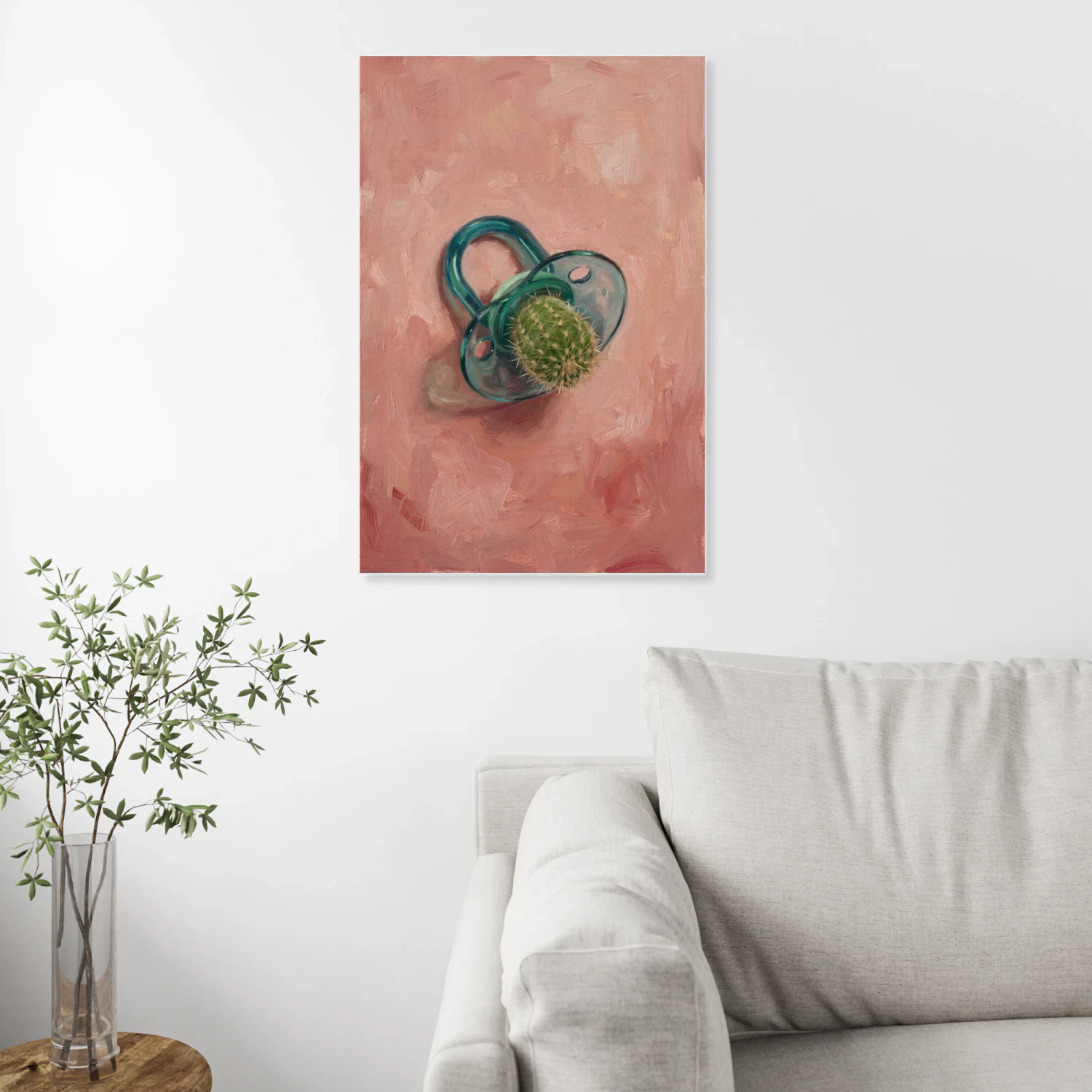 Surreal Cactus Pacifier Canvas Wall Art - Edgy Pop Art