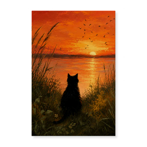 Last Light — Black Cat Watching the Sunset