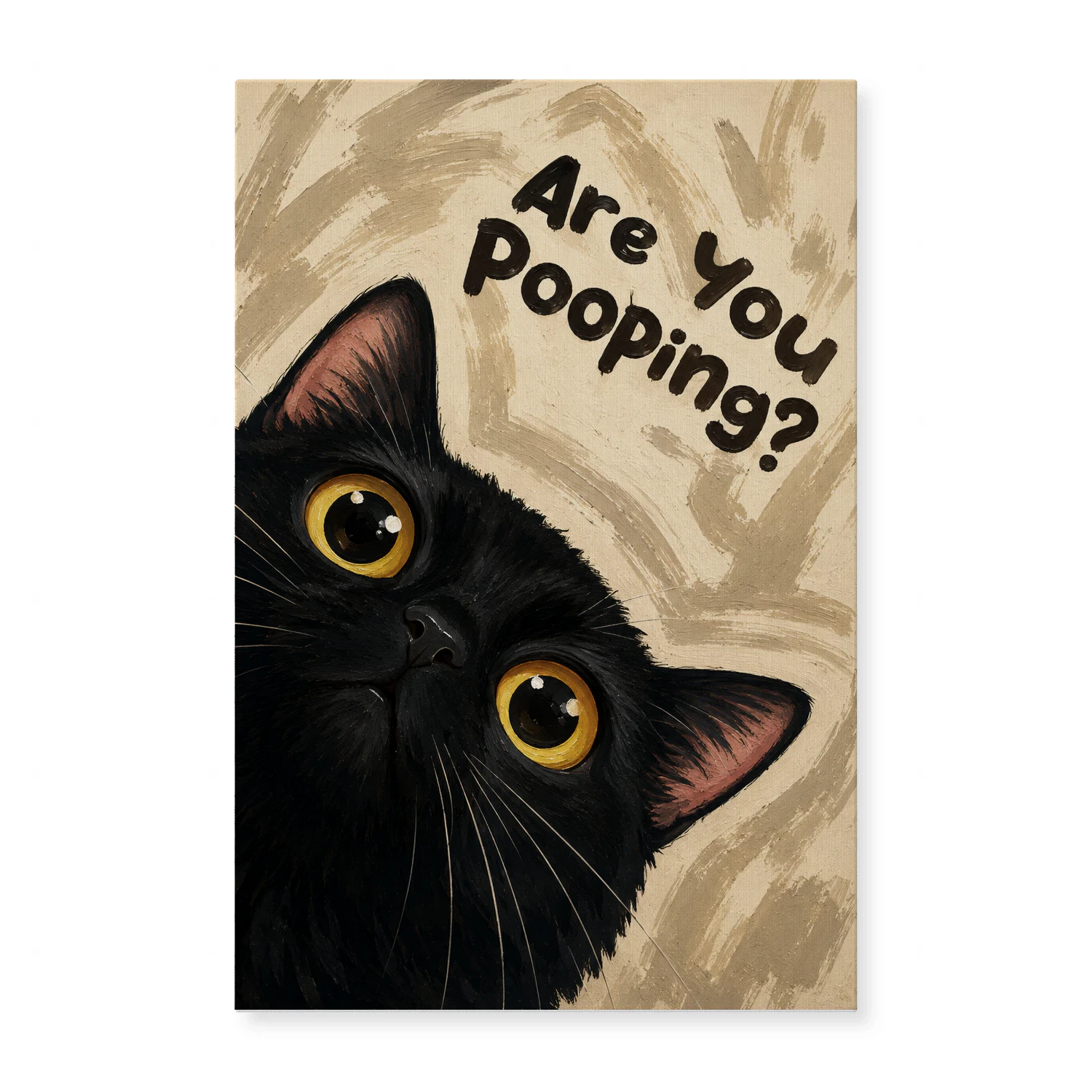 Just Checking — Nosy Black Cat Bathroom Art-S