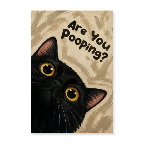 Just Checking — Nosy Black Cat Bathroom Art