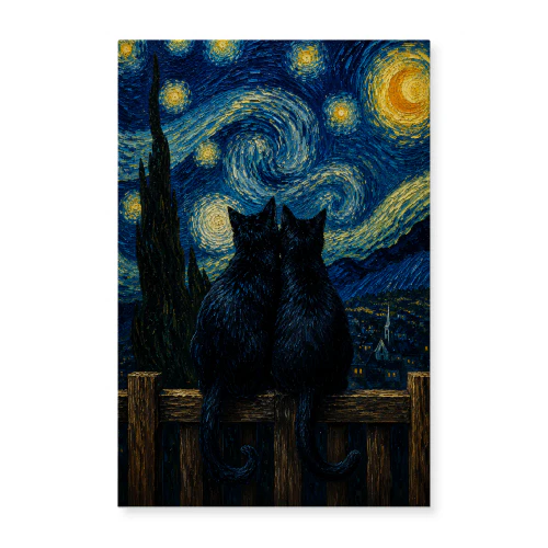 Two of Us — Post-Impressionist Cat Couple