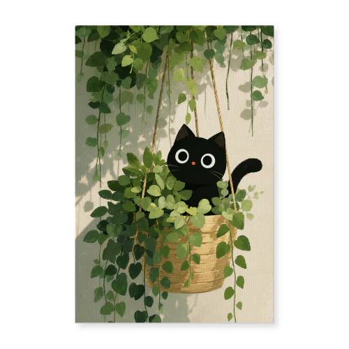 Plant Parent — Black Cat in a Hanging Basket