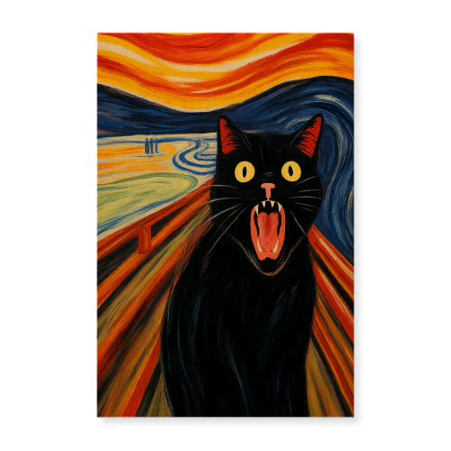 Total Panic — Expressionist Cat on the Bridge