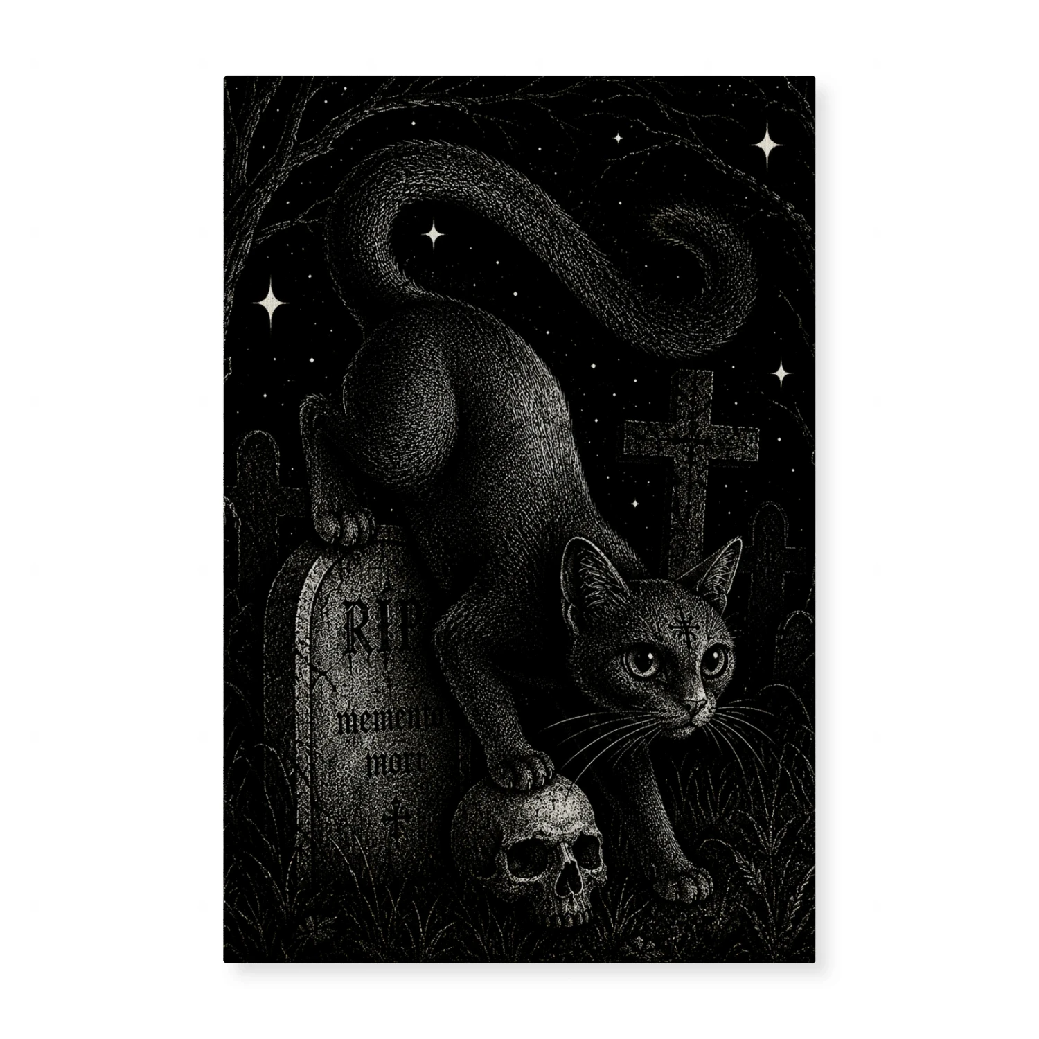 Memento Mori — Black Cat in the Graveyard-S