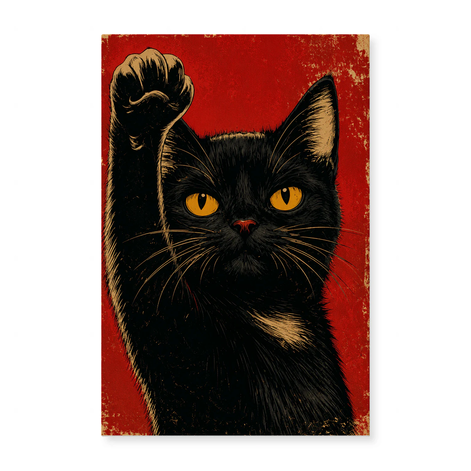 Raised Paw — Vintage Propaganda Black Cat-S