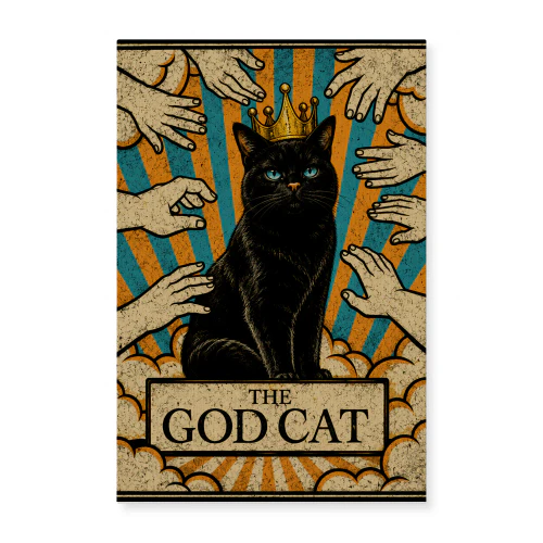 The God Cat — Vintage Tarot Card Poster