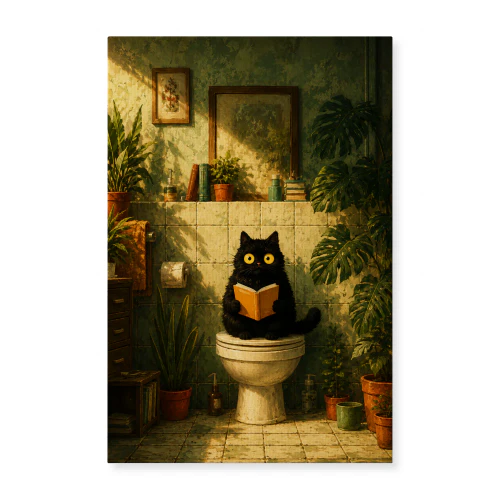 Reading Room — Black Cat Bathroom Art