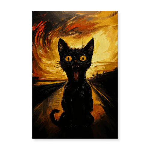 The Yowl — Expressionist Black Cat Painting