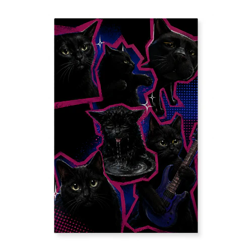 Band Practice — Punk Black Cat Collage