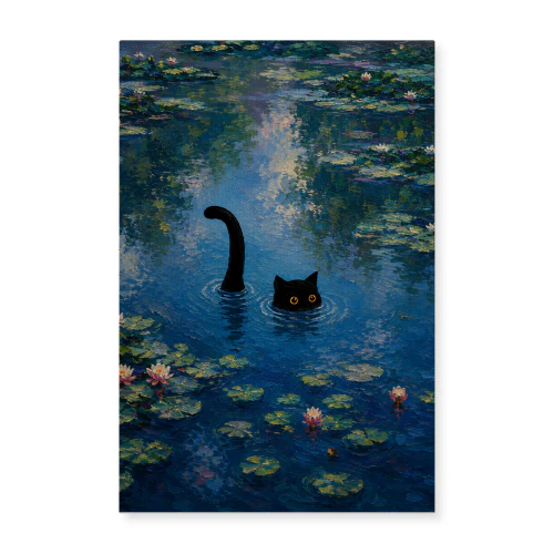 The Loch Cat — Impressionist Water Lily Pond