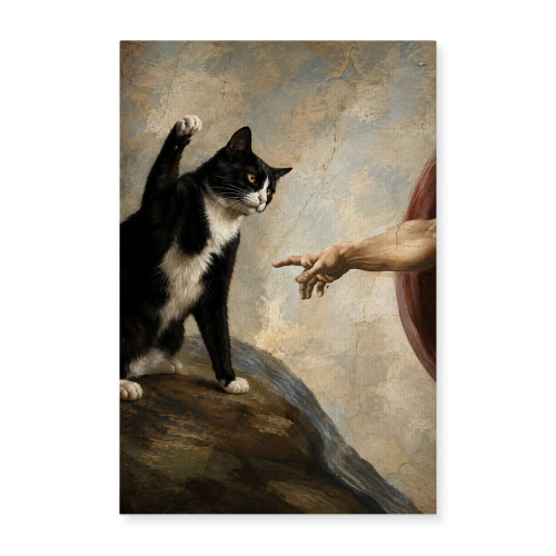 The High Five — Renaissance Fresco Cat