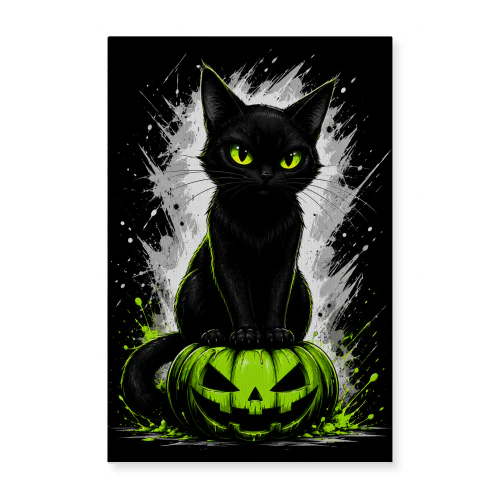 Toxic Grin — Neon Green Halloween Cat