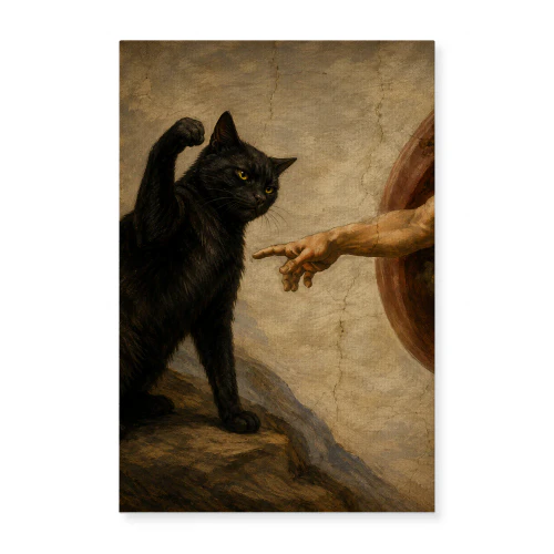 Not Now — Renaissance Fresco Black Cat