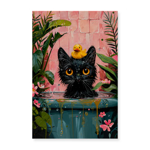 Bath Day — Black Cat & Rubber Duck