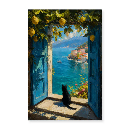The Blue Door — Mediterranean Black Cat