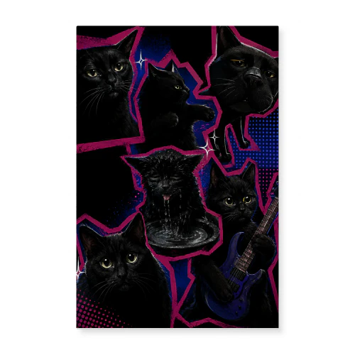 Band Practice — Punk Black Cat Collage